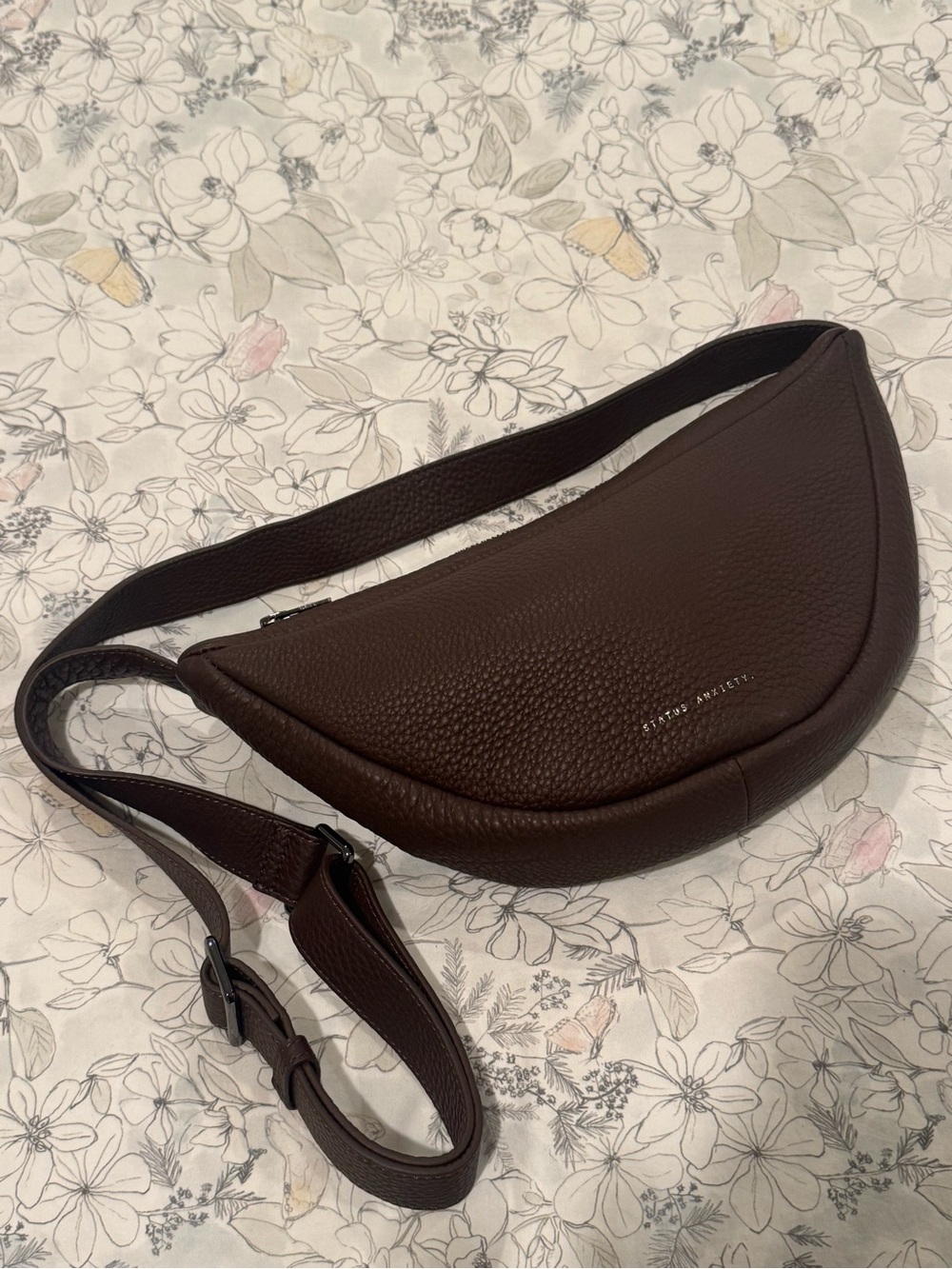 Status Anxiety Dark Brown Pebbled Leather Crossbody Satchel